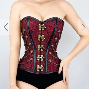 Corset story steampunk red overbust corset 32